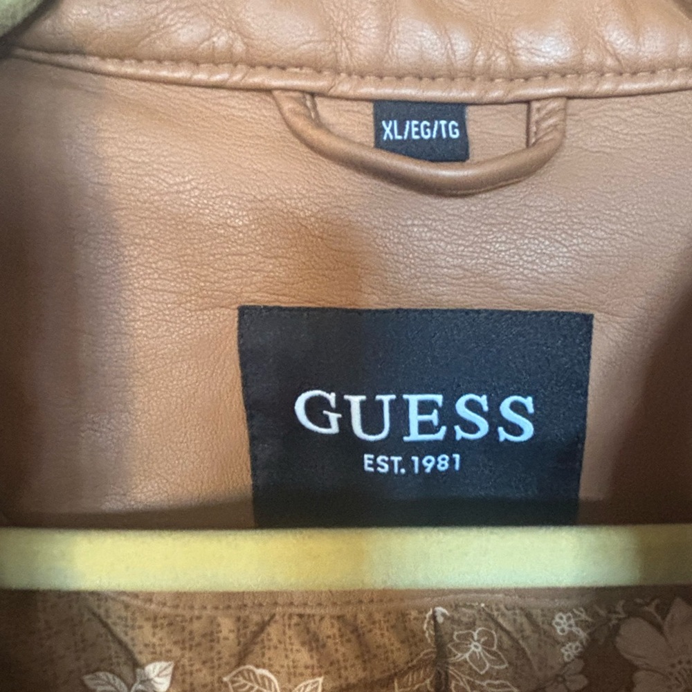 GUESS Women's Tan Faux Leather Moto Jacket - Picture 6 of 6
